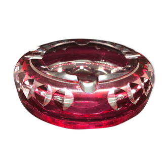 Val st Lambert ashtray in red crystal -sig