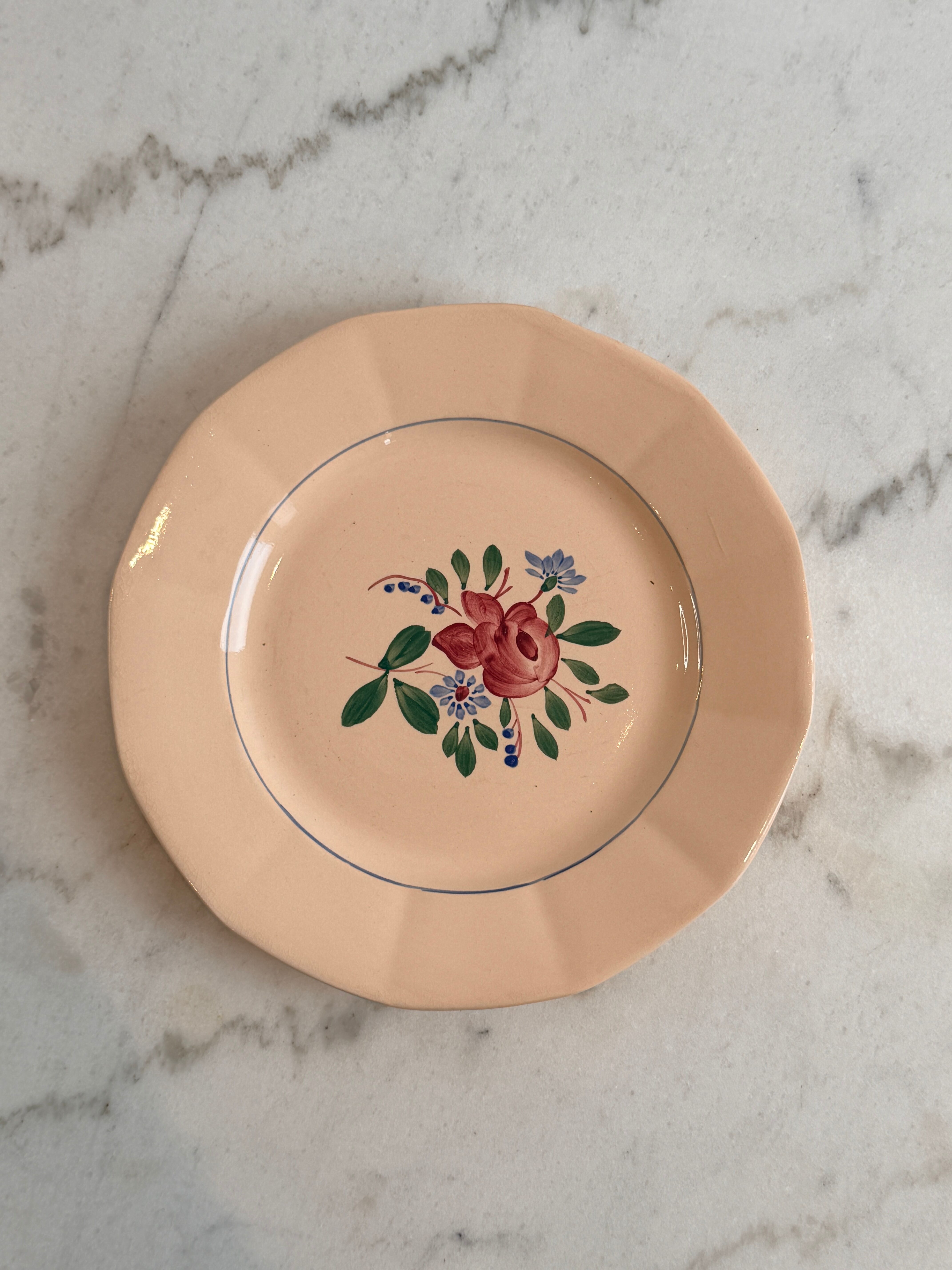 Set of 13 flat plates - hand-painted - Sarreguemines