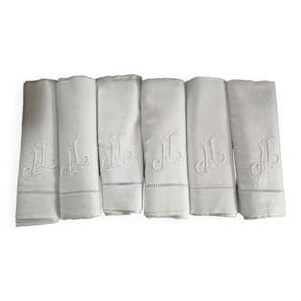 Lot de 6 serviettes anciennes brodées