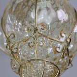 Set of 2 Wonderful Amber Vintage Venetian Lantern, Murano Glass, Italy, 1950s