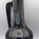 Large vase in glazed ceramic stoneware flamed effect brown and turquoise 35.5 cm