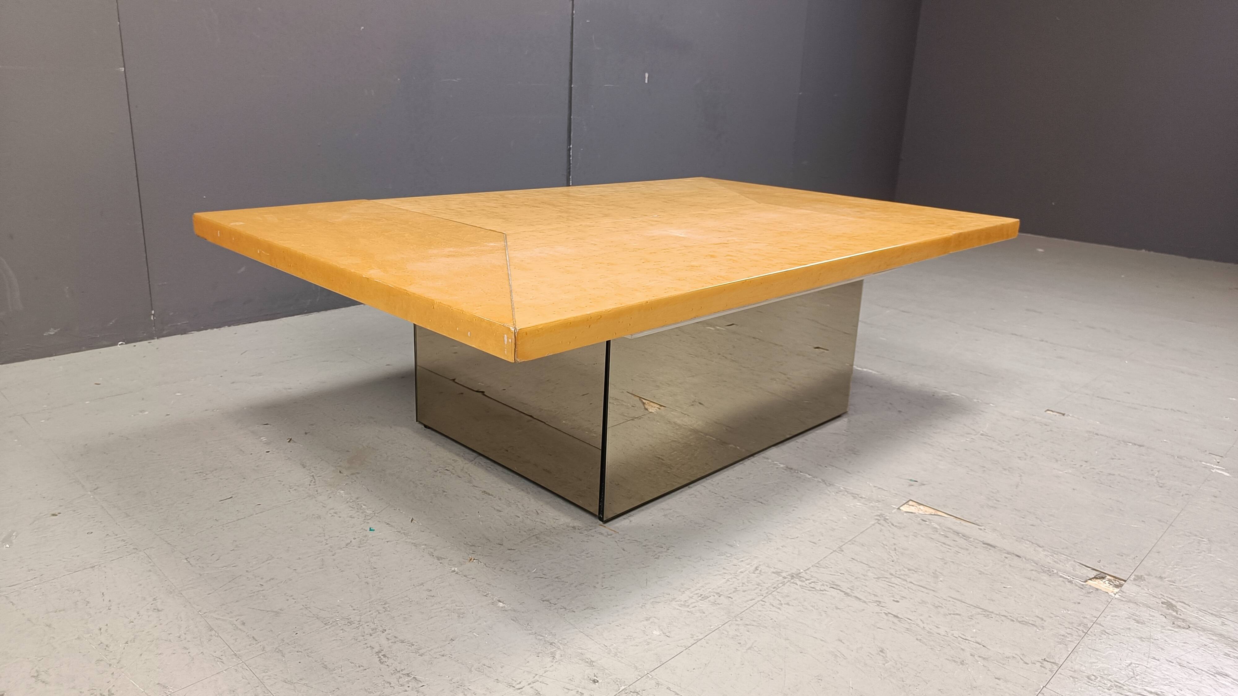 Vintage ash wood coffee table by Paul Michel, 1970s