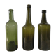 Set of 3 old blown glass bottles