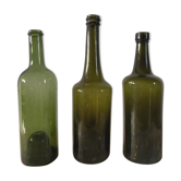 Lot de 3 bouteilles anciennes en verre soufflé