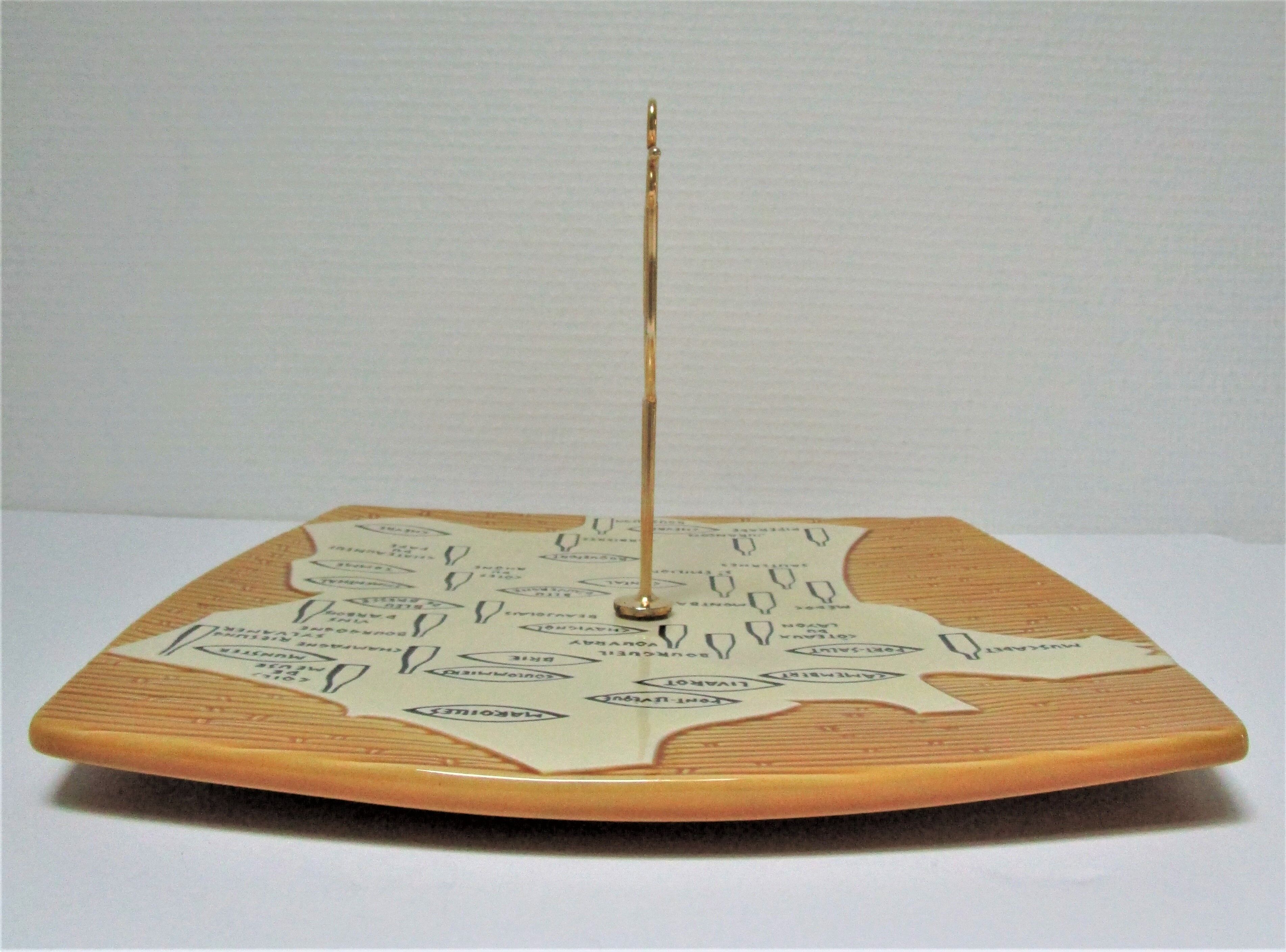 Ceramic cheese platter modernist rooster 60s