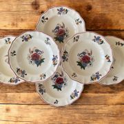 6  grandes assiettes creuses anciennes en faïence de Sarreguemines