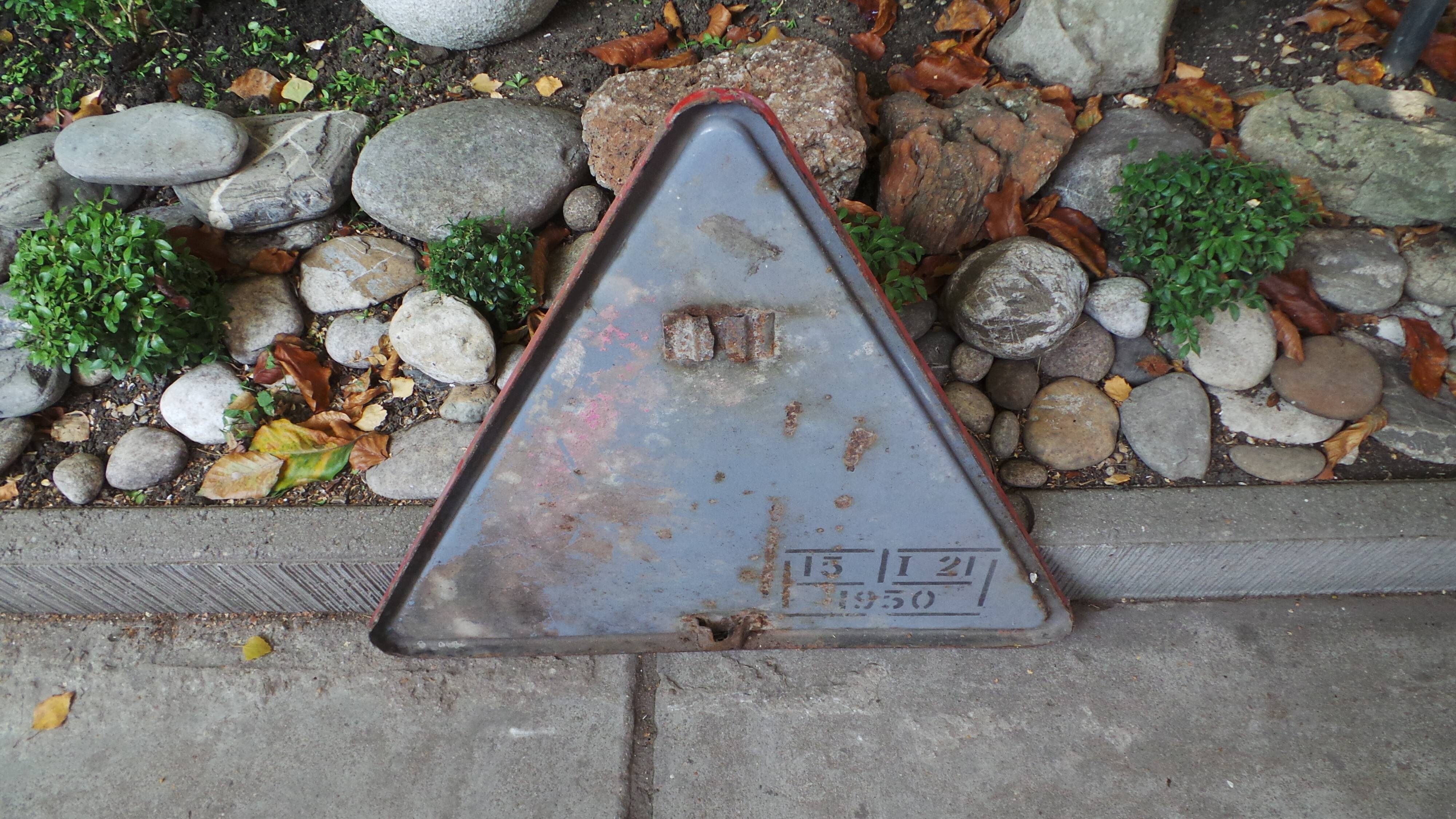 Steam train road sign 1950
