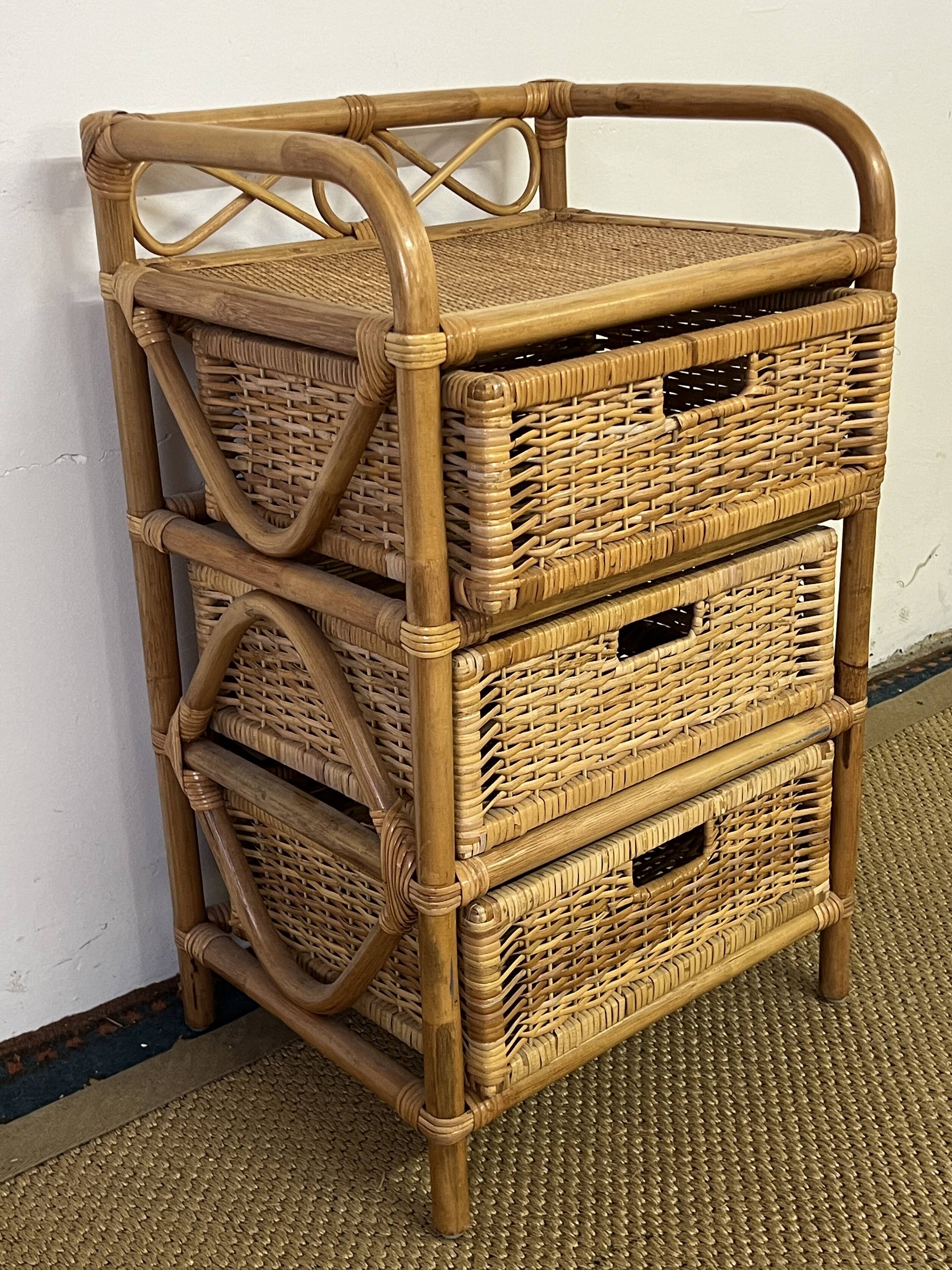 Vintage rattan chest of drawers