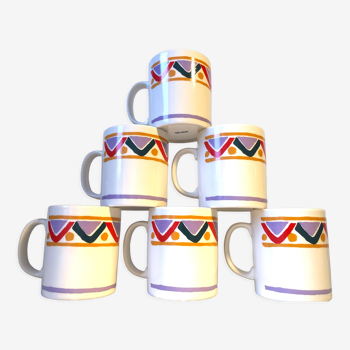 Set of 6 mugs vintage Mobil 80s