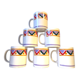 Set of 6 mugs vintage Mobil 80s