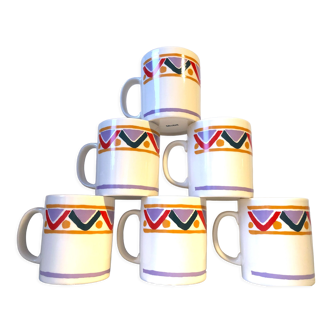 Lot de 6 mugs vintage Mobil années 80