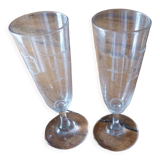 Set of 2 crystal flutes engraved monogram