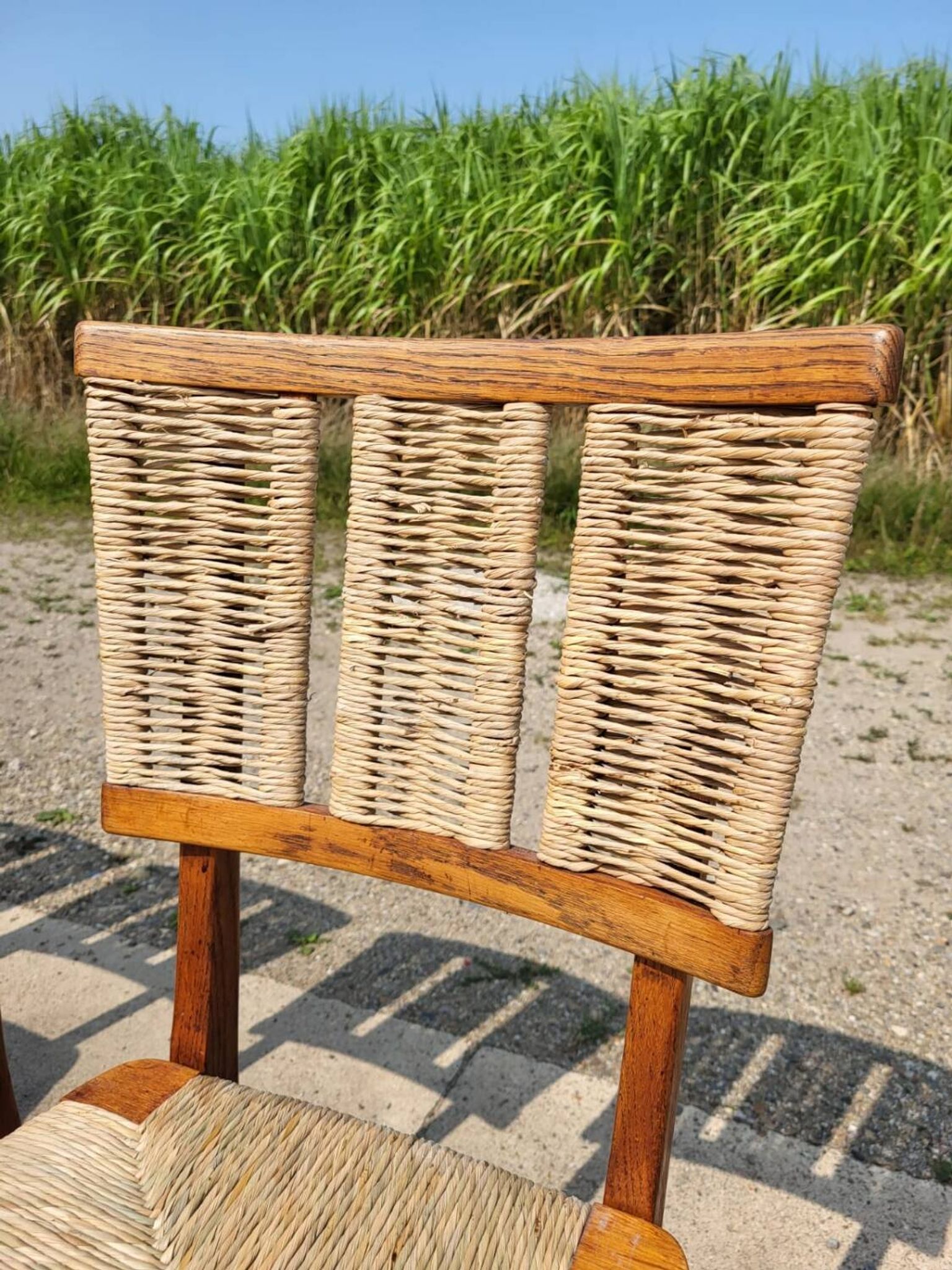 Set 6 vintage Dutch Design chair Mart Stam a2-1 wood rush rustic 1947