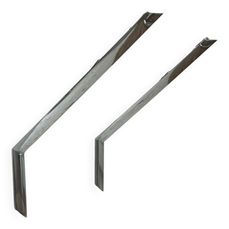 Pair of vintage modernist wall lights, chromed metal, France 1970