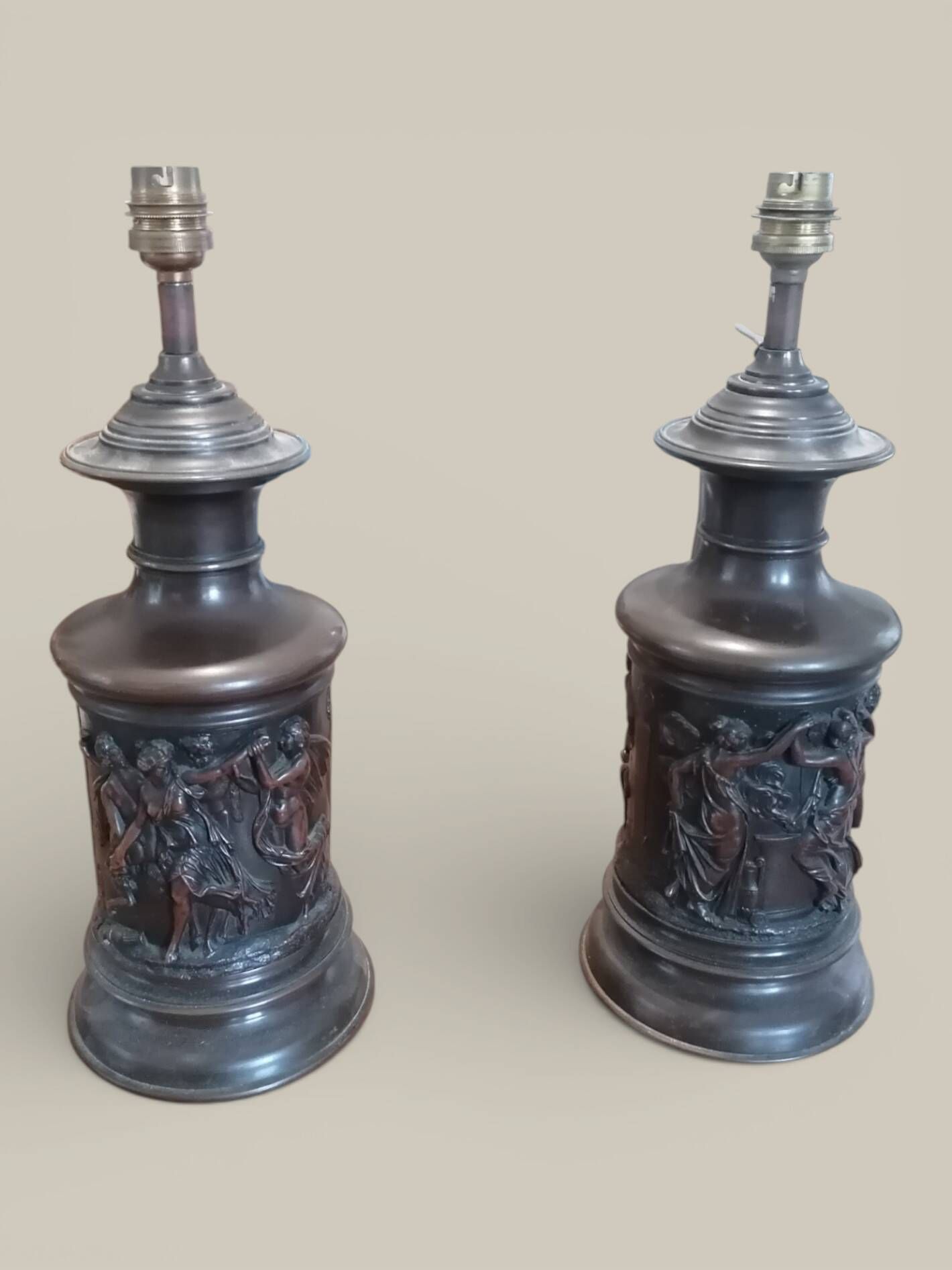 Pair of antique lamp feet - Greek mythology - Bacchanalia