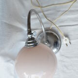 Pink opaline opaline chrome art deco table lamp 1930