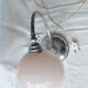 Lampe de table art déco chromée opaline rose 1930