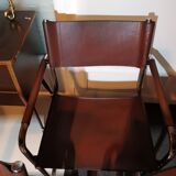 Set of 6 brown leather armchairs