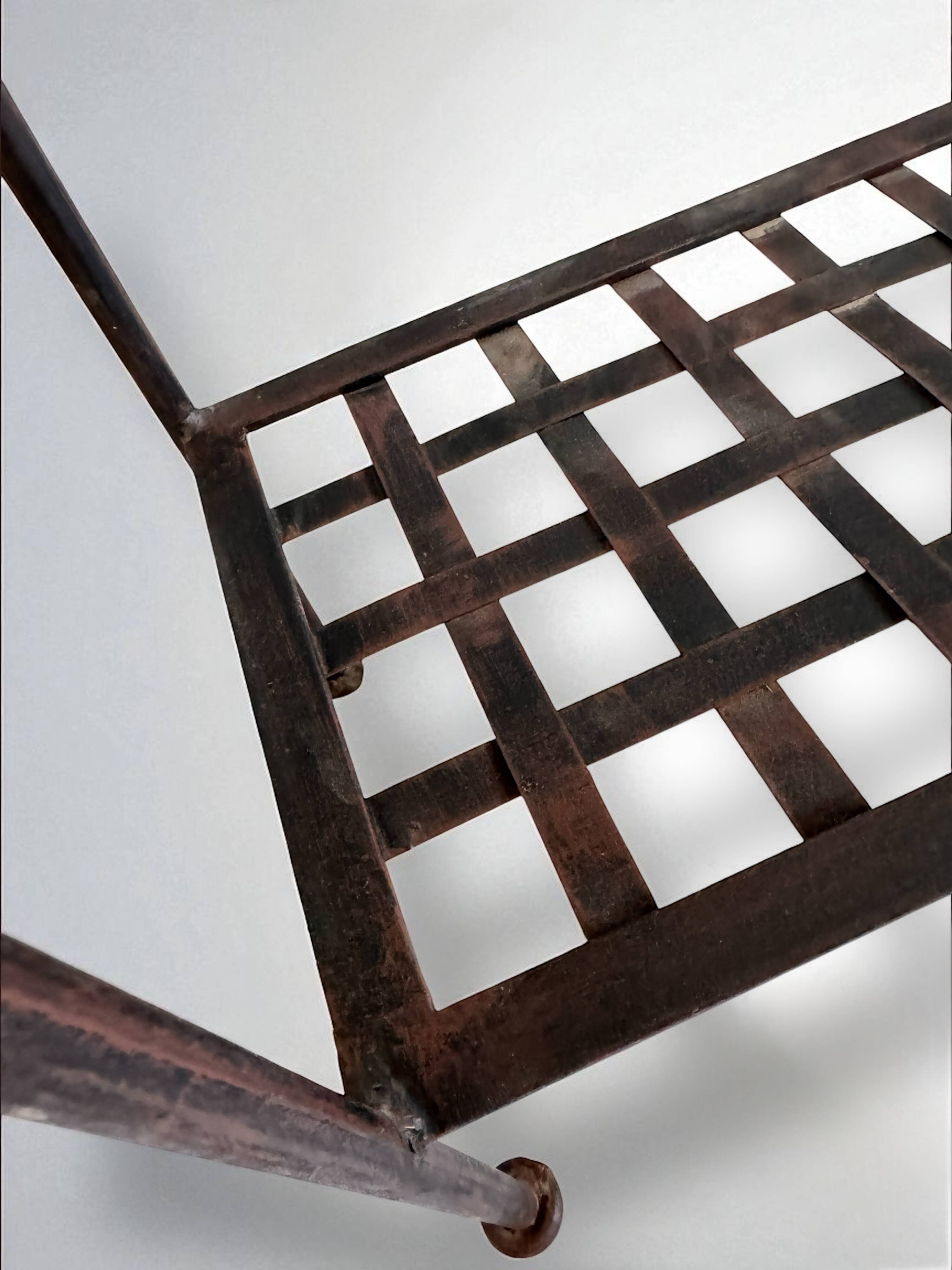 Console en fer forgé et verre, étagère treillis – vintage 70/80