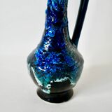 Fat Lava blue ceramic pitcher from the 70s