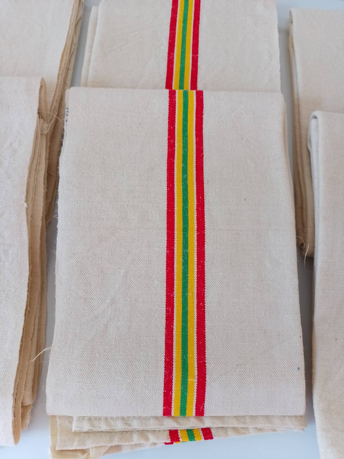 Set of 6 linen & cotton tea towels "blue flower"