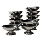 12 coupelles sur pied en acier inoxydable vintage