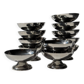 12 coupelles sur pied en acier inoxydable vintage