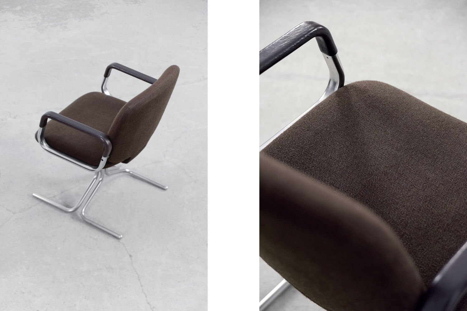 Mid-Century Modern Vintage Brown Aluminum German Chairs by Mauser, 1970s, Set of 2