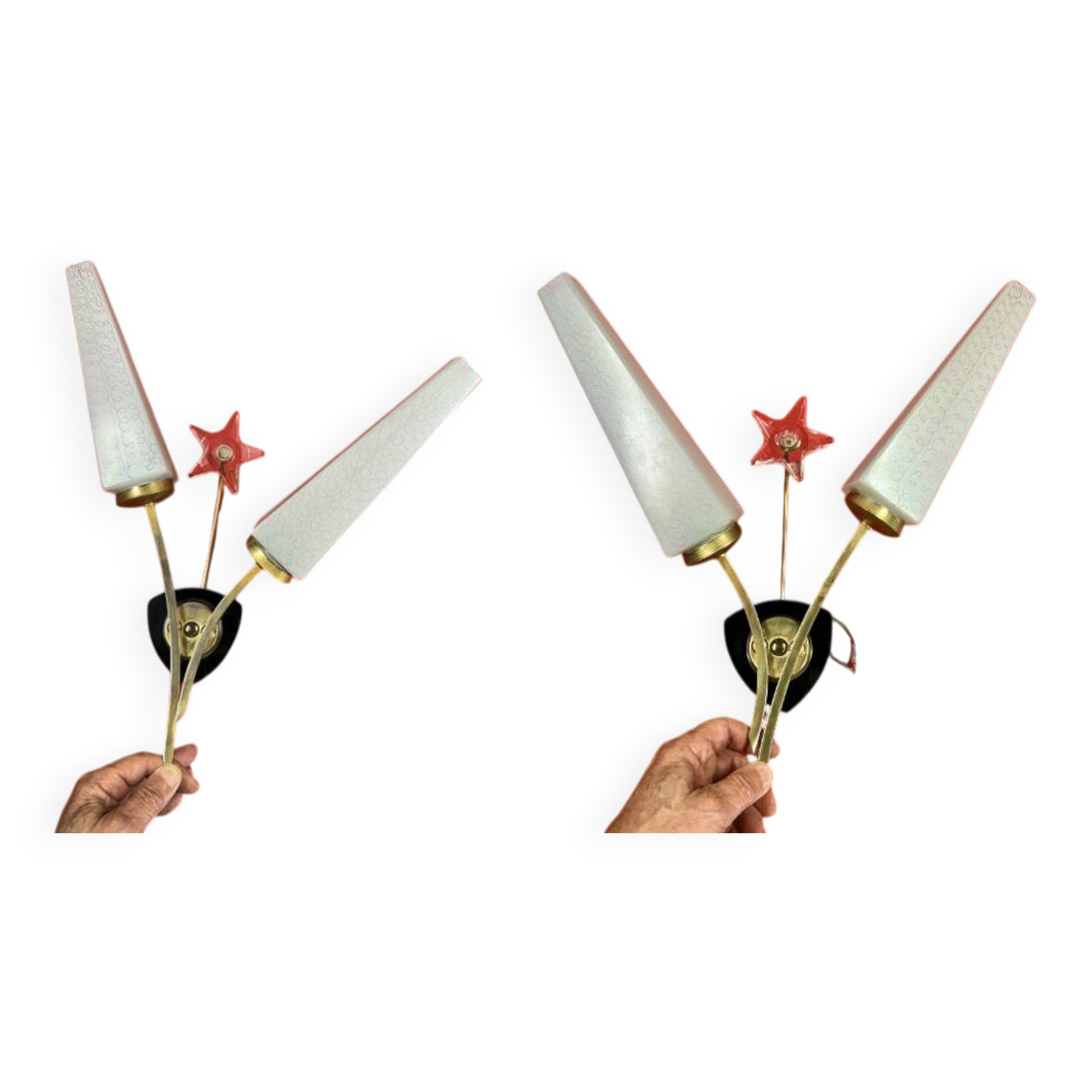 Large Pair of Vintage 70s Wall Lights