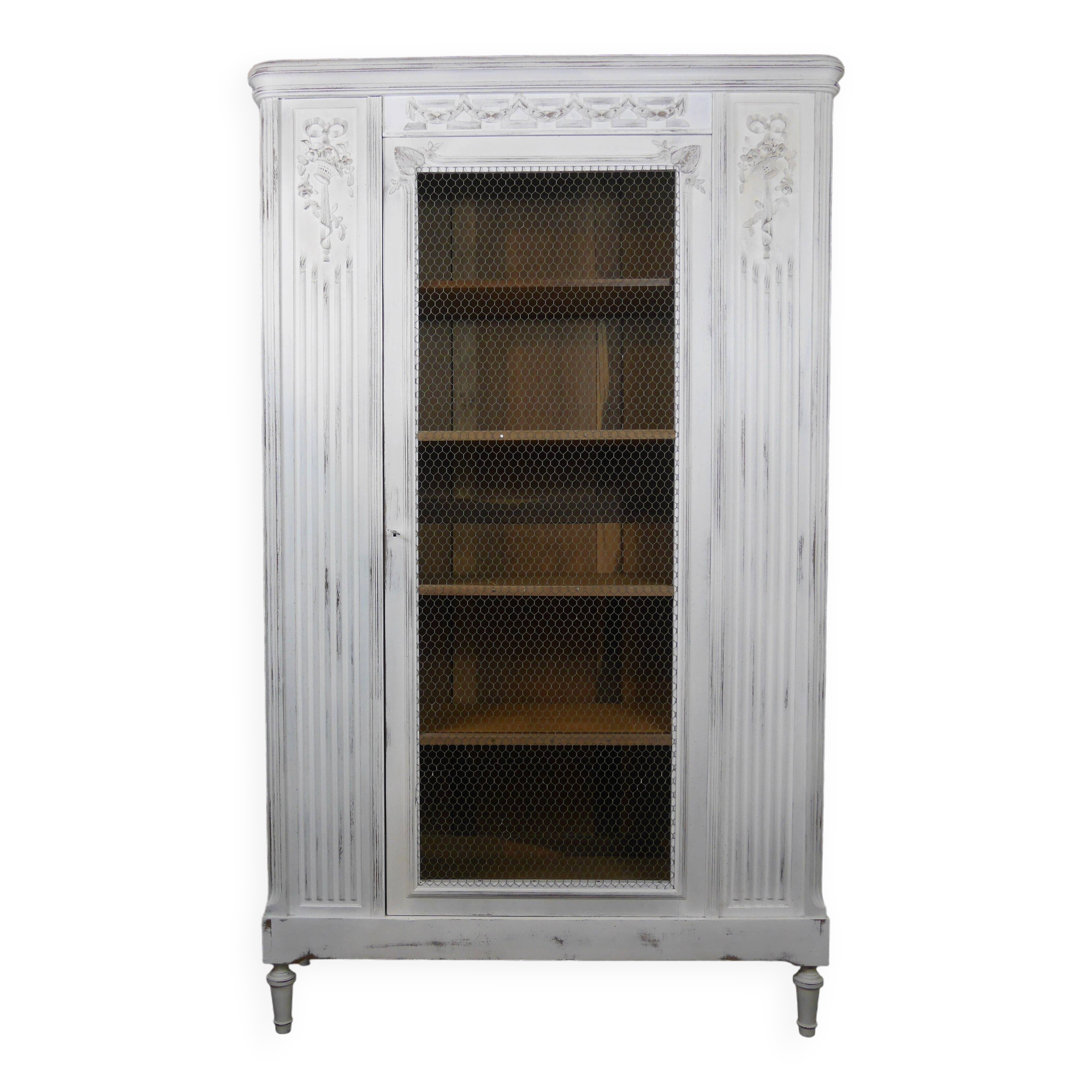 shabby wardrobe with Louis XVI style mesh door