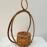 Bamboo and rattan plant holder or pot cover - 1970s