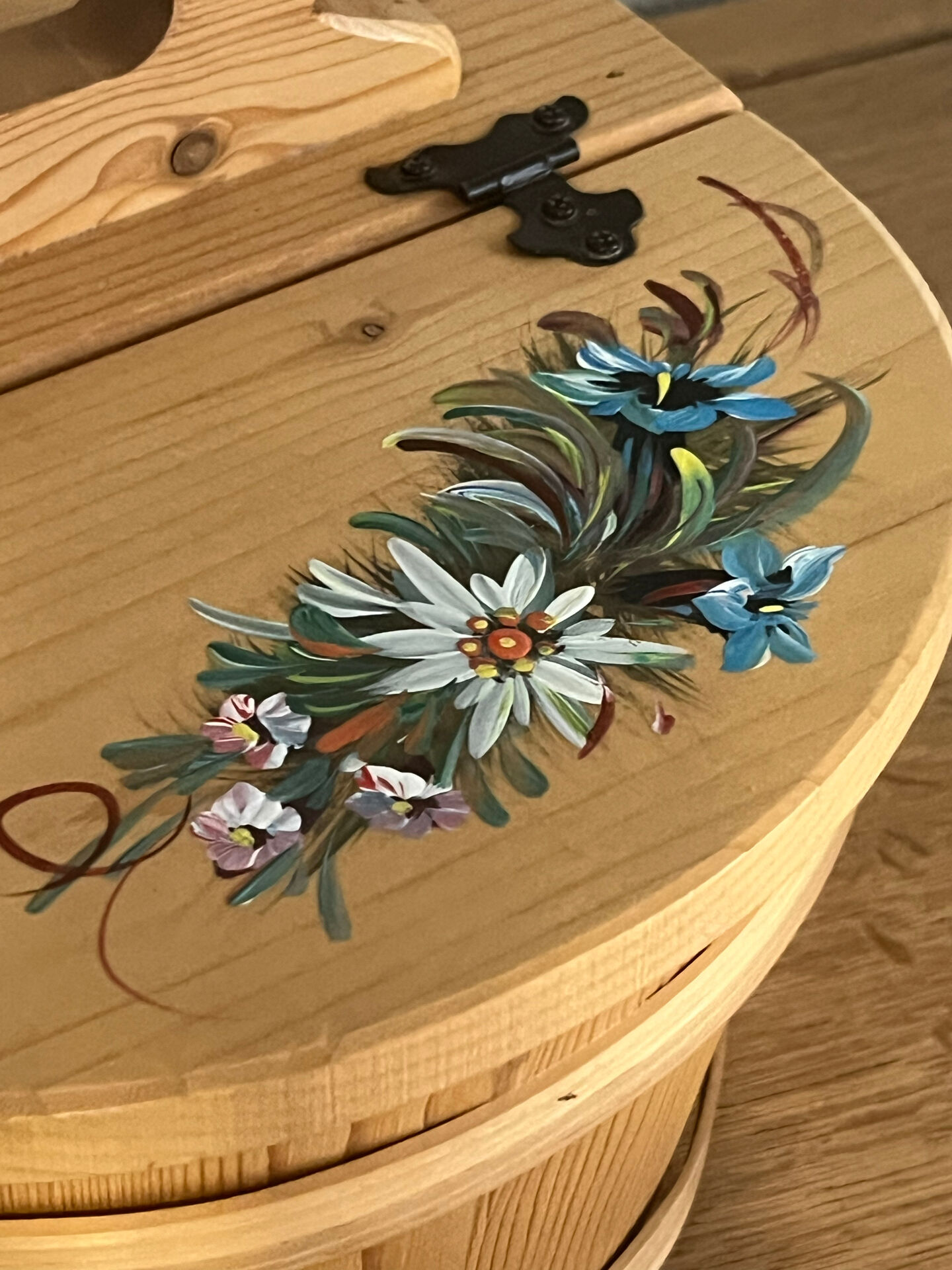 Basket handmade and painted.