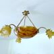 Art Deco pendant light in alabaster marble and bronze,1920s