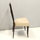 Set of Six Ebonized Beech Dining Chairs with Ivory Skai Upholstery, Italy