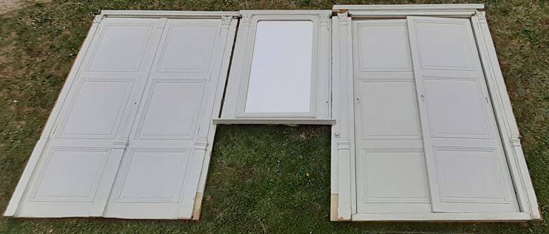 19th century woodwork 2x2 Louis Philippe mirror doors H2.46m L4.5m