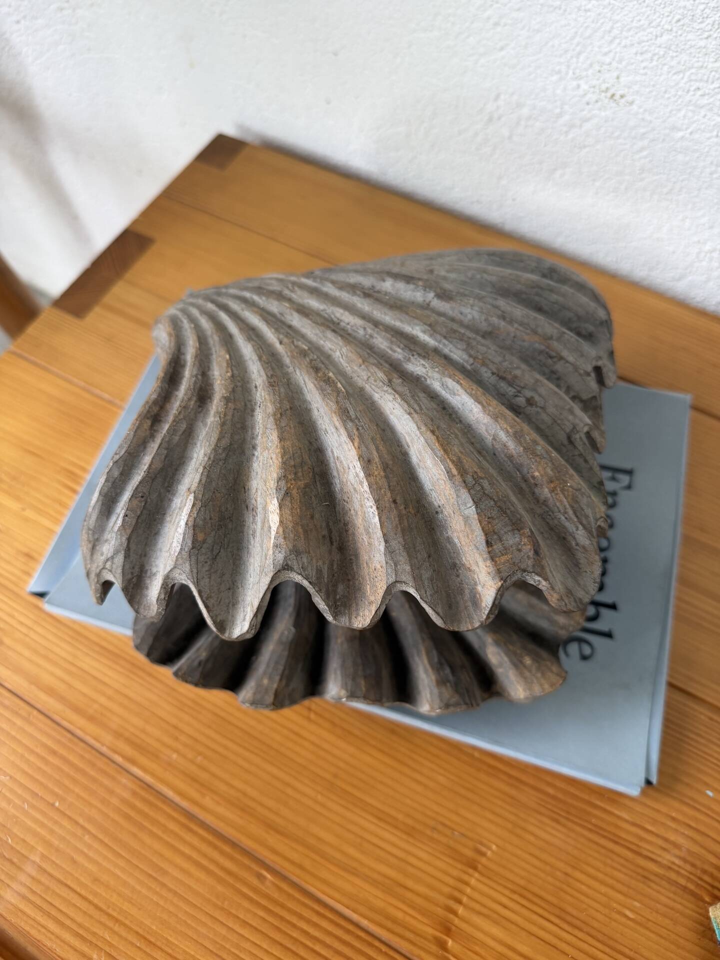 Brutalist wood shell sculpture box 1900