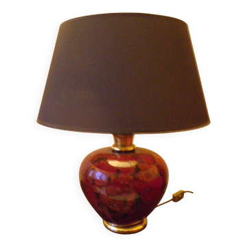 Dolphin table lamp, foot in glazed ceramic, fabric shade, 1960s