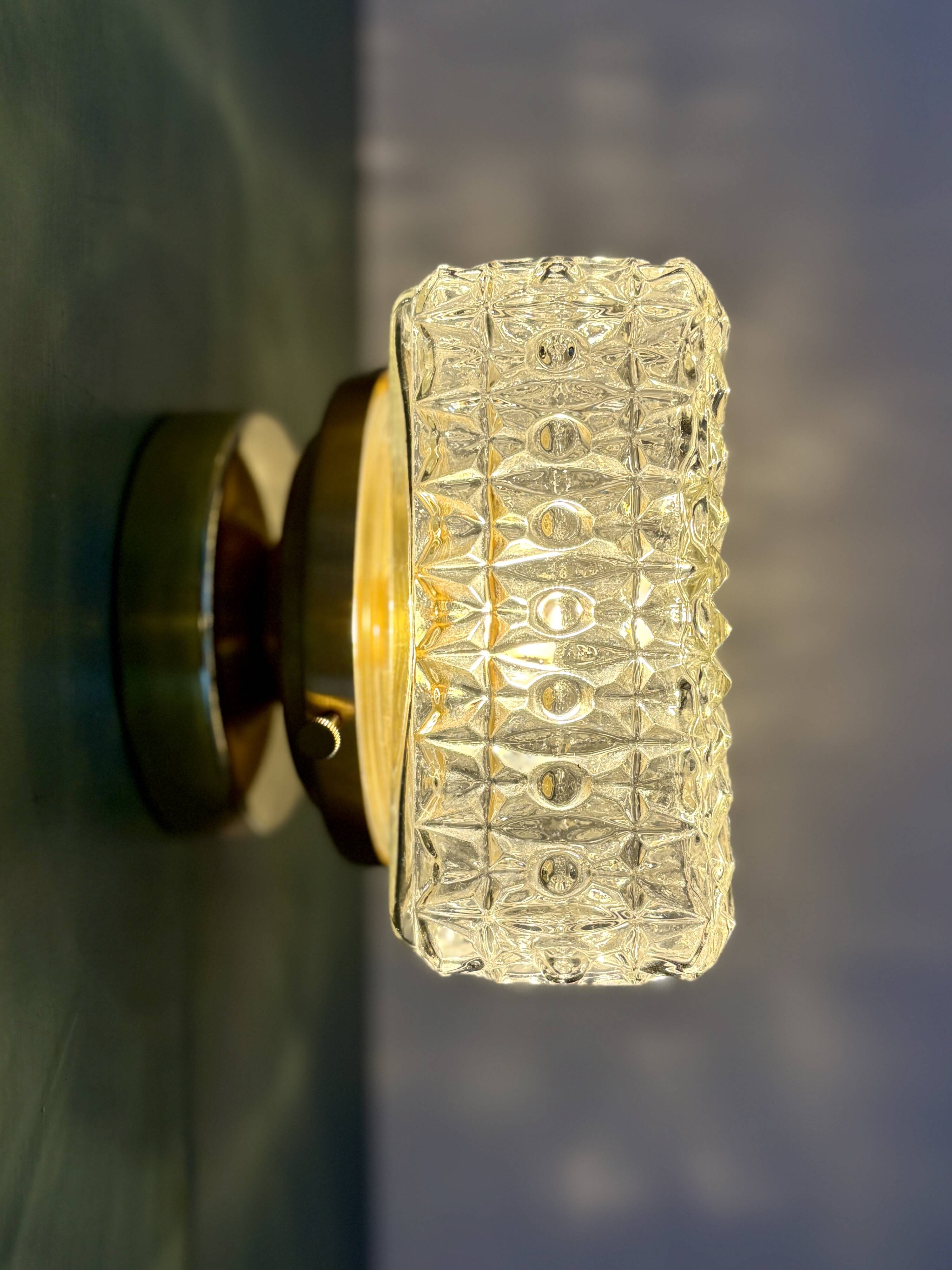 Vintage square glass globe wall/ceiling light.