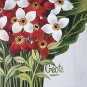 Painting, signed oil painting, flowers, 60s