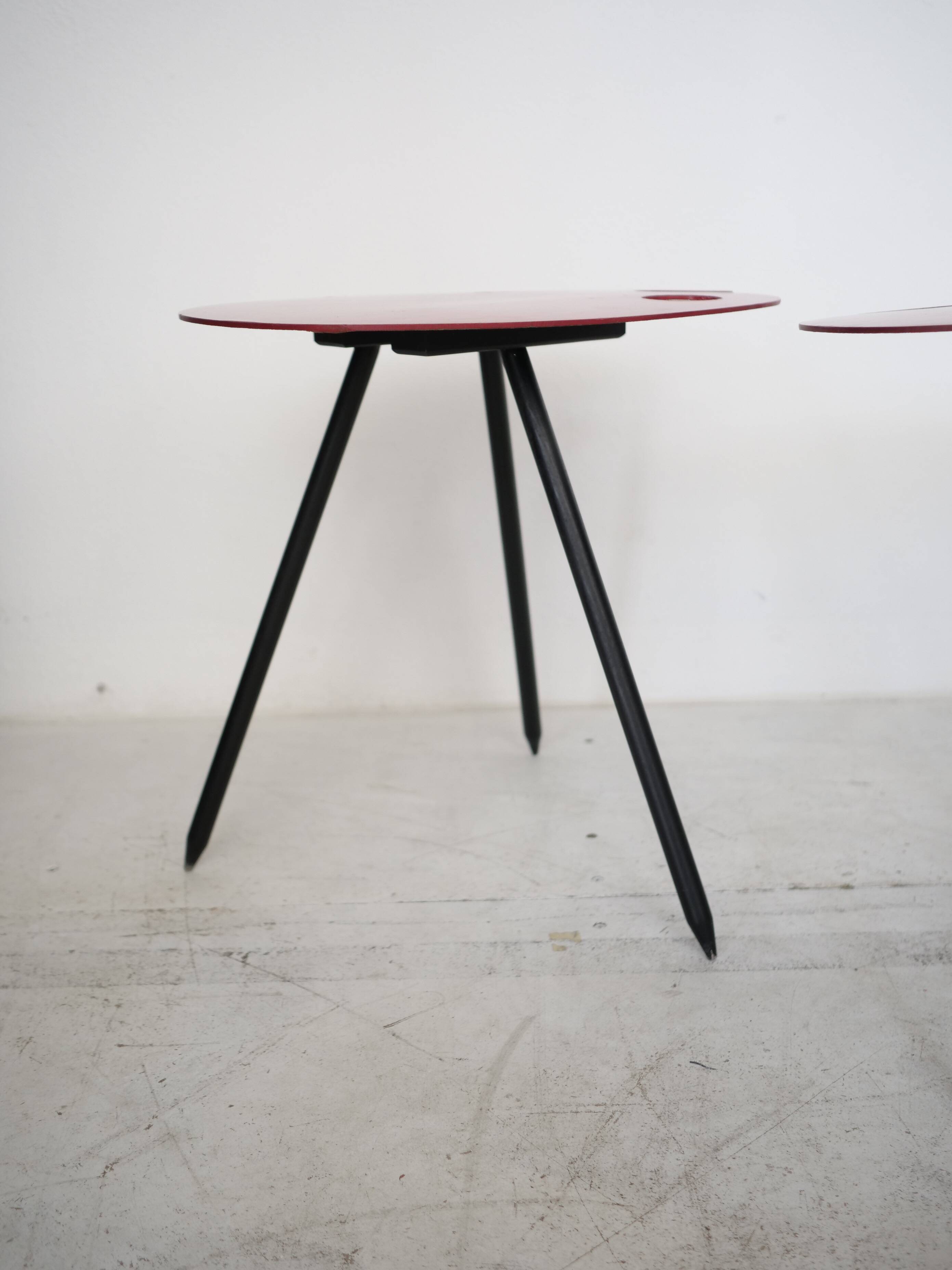 2 tables "Pic-Nic" par Lucien de Roeck pour Bois Manu