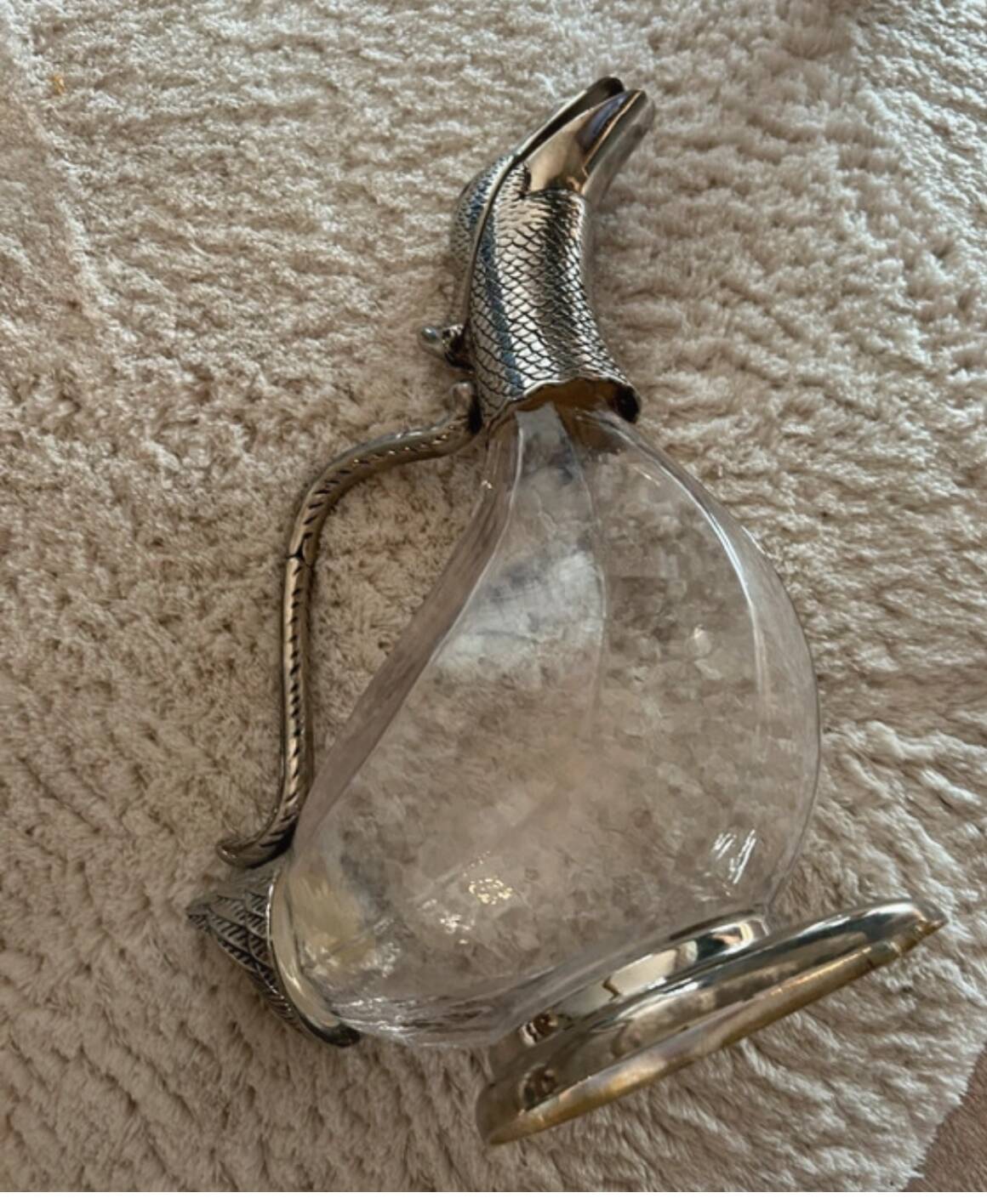 Silver-plated metal crystal decanter