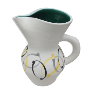 Pitcher earthenware André Baud Vallauris, DLG Chambost Blin Capron, vintage 50-60-70