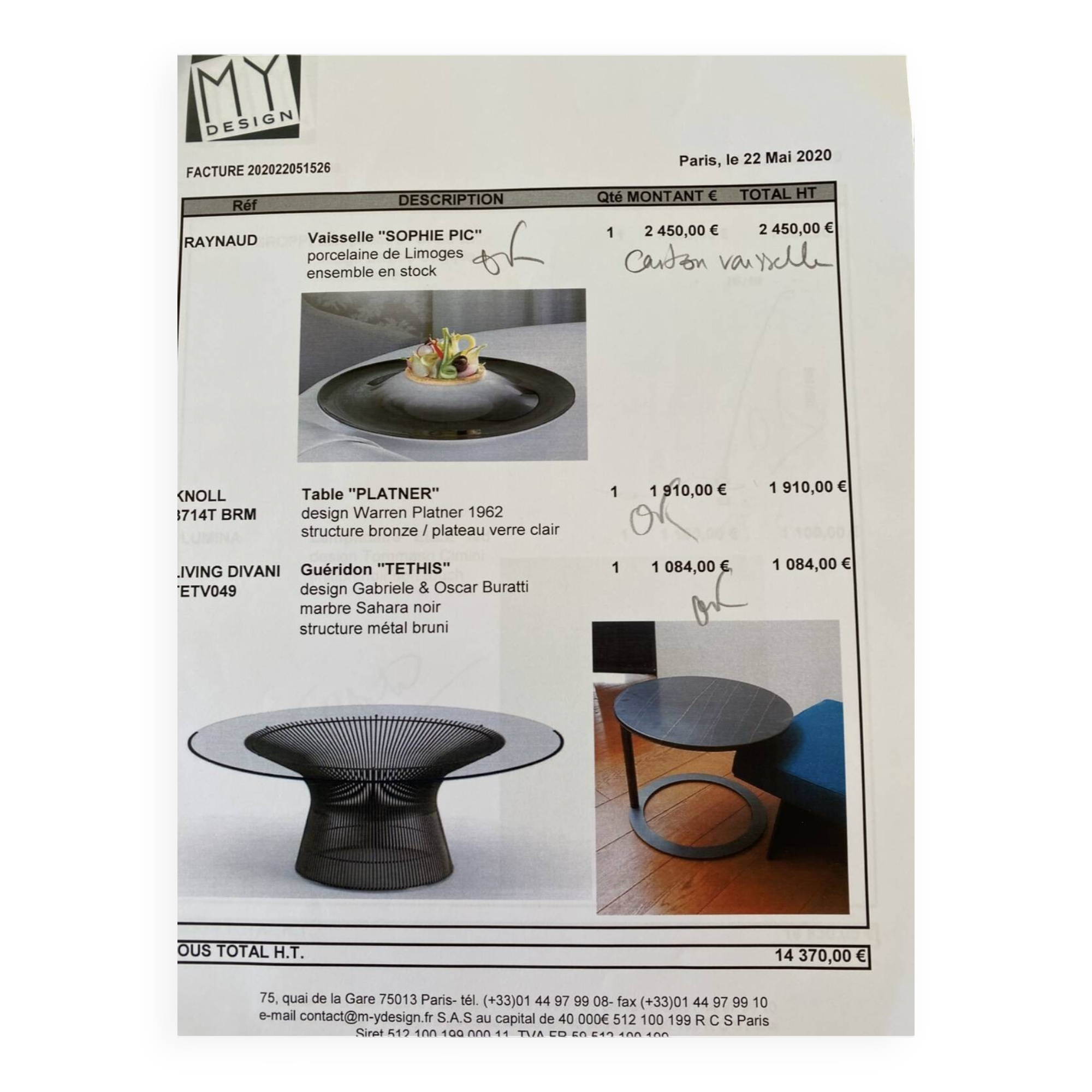 "PLATNER" table designed by Warren Platner in 1962, bronze structure / glass top