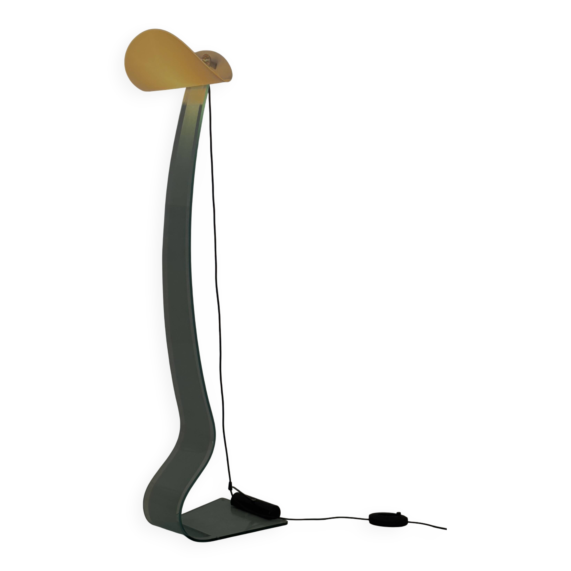 Vintage design floor lamp by Sothis with glass base and white glass shade