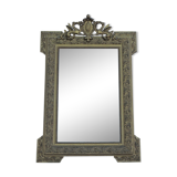 Glass or golden mirror of old fireplace 67x100cm pediment with chimeras