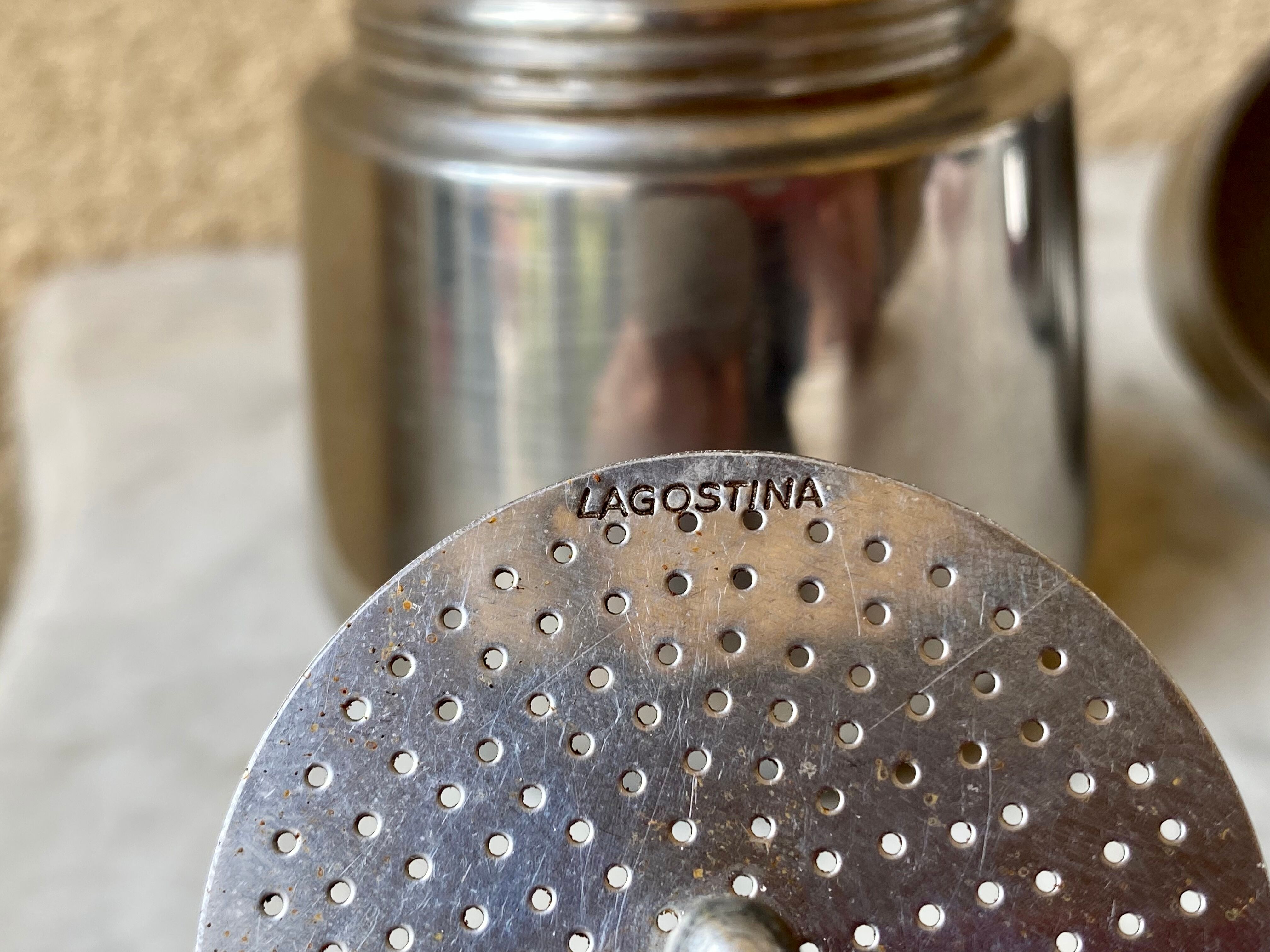 Italian coffee maker 3 cups lagostina vintage 60s design streamline stainless steel 18/10