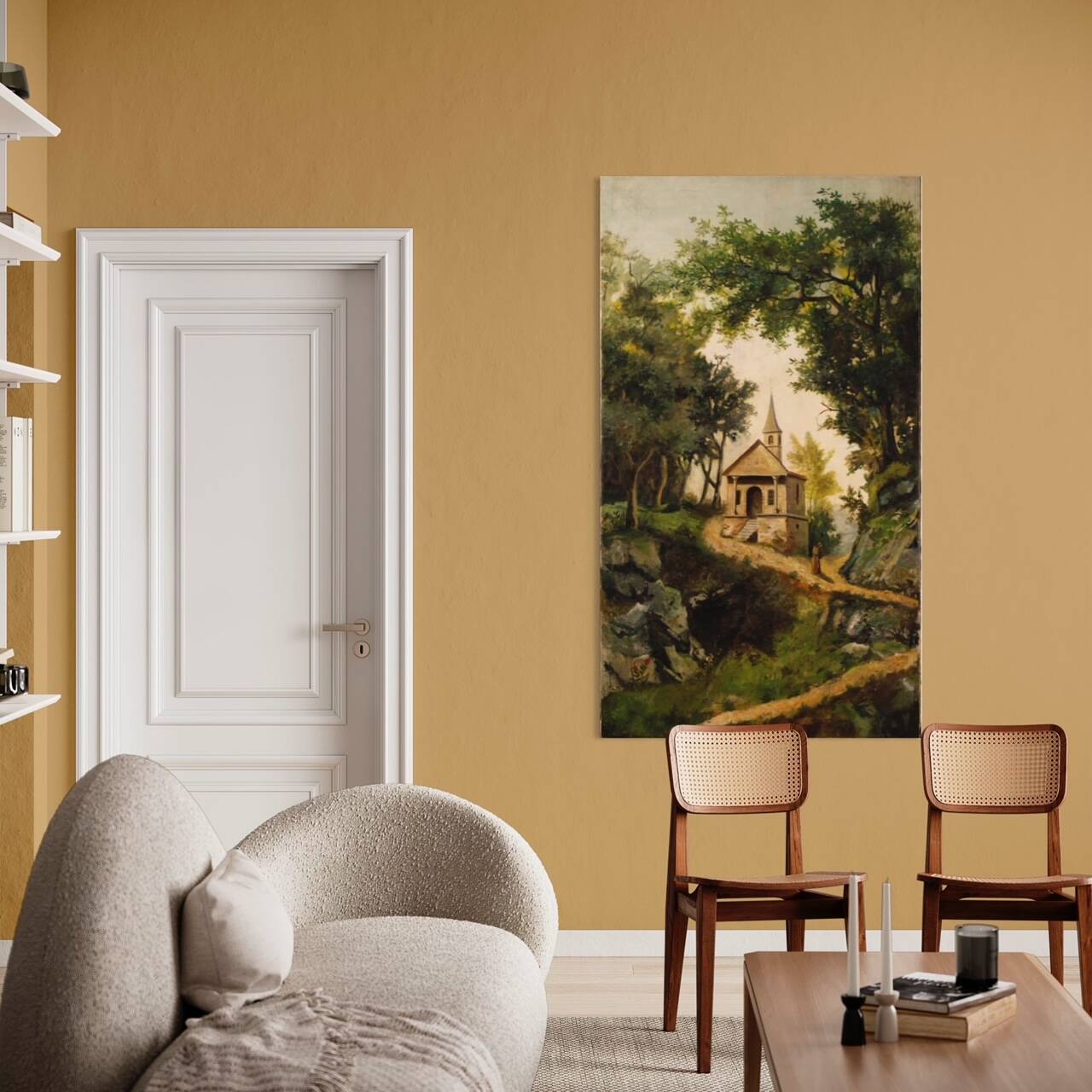 Tableau paysage de campagne huile sur toile du 19ème siècle