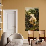 Tableau paysage de campagne huile sur toile du 19ème siècle