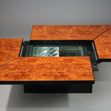 Coffee table in magnifying glass of elm by Paul Michel