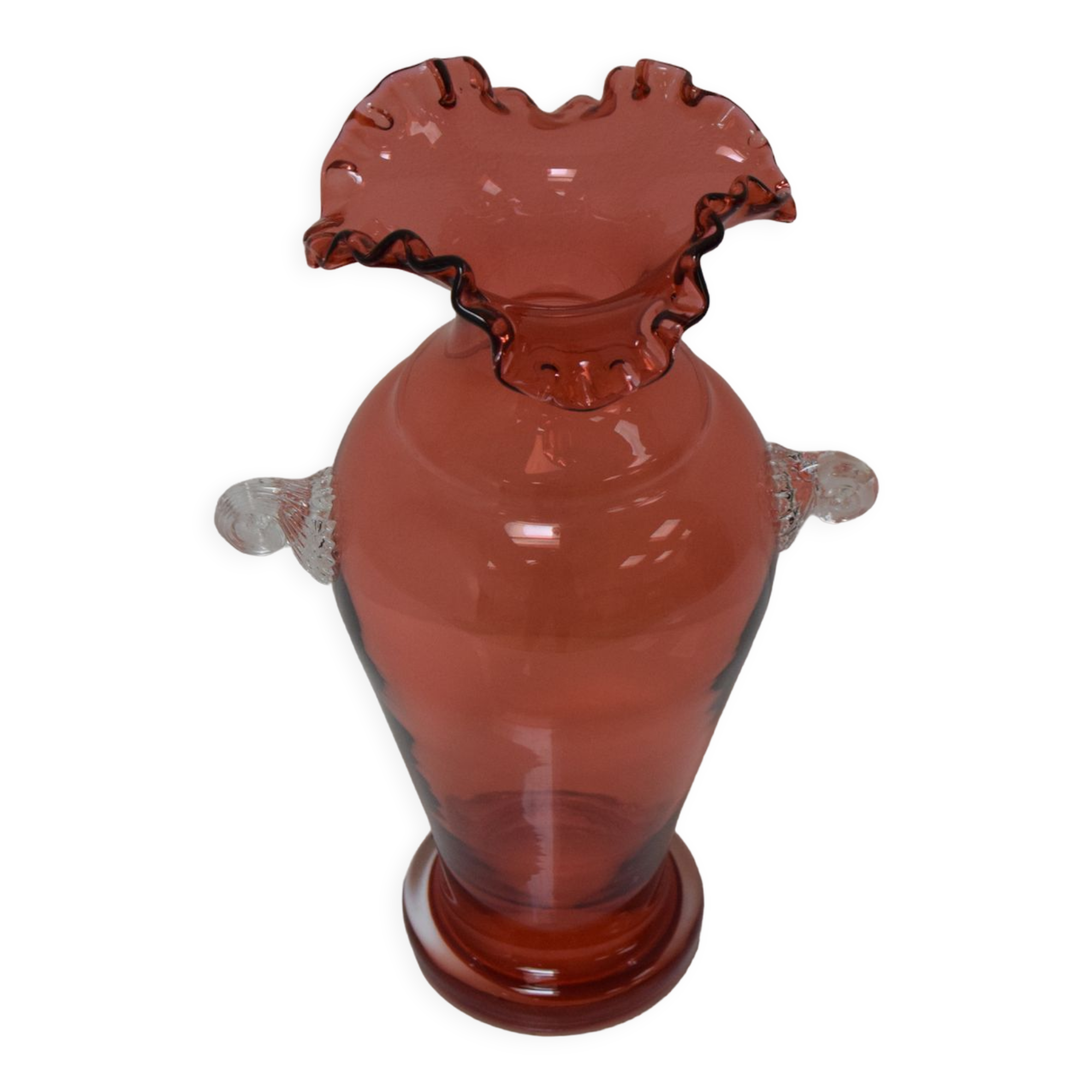 Art Czech glass vase, by Glasswork Novy Bor, 1950s